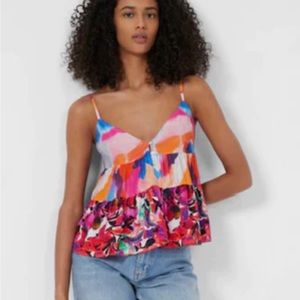 French Connection - Isadora Delphine Patched Tiered Top Size 4 Multicolored NWT
